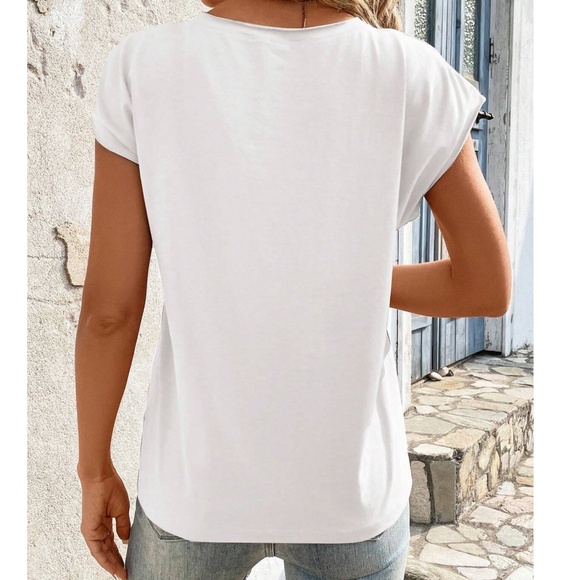 Solid White Short Sleeve Oversized Top - Picture 2 of 8